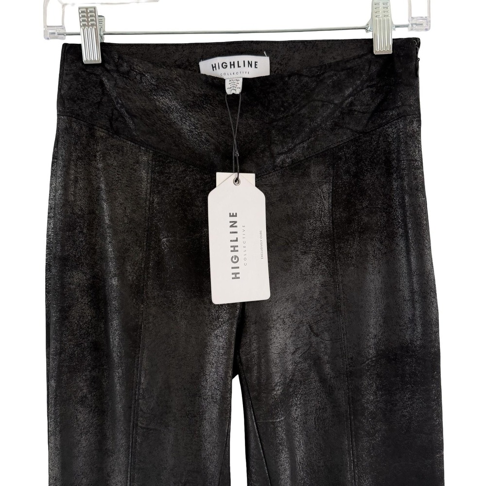 Highline Collective Pants Womens‎ XS Black Coated Leggings Ankle Zip Stretch NWT